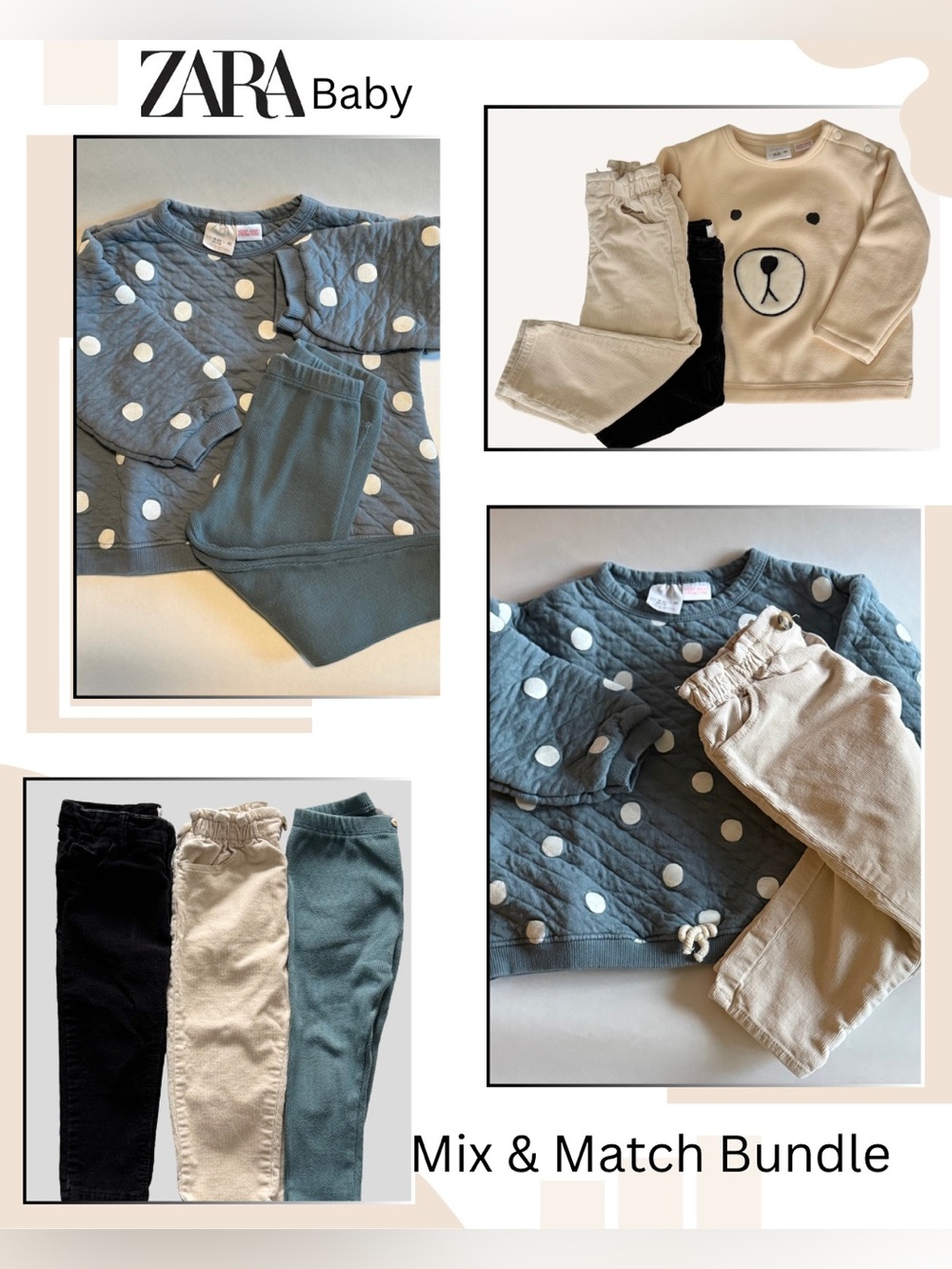 Cozy Zara Baby 5pc Bundle Tops, Cords & Leggings